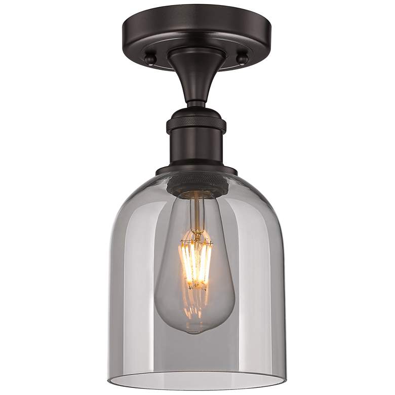 Image 1 Edison Bella 5.5"W Oil Rubbed Bronze Semi-Flush Mount w/ Light Smoke S