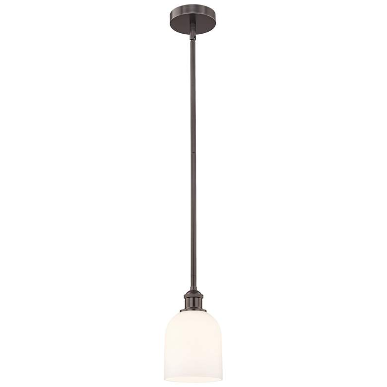 Image 1 Edison Bella 5.5"W Oiled Bronze Stemmed Mini Pendant w/ Glossy White S