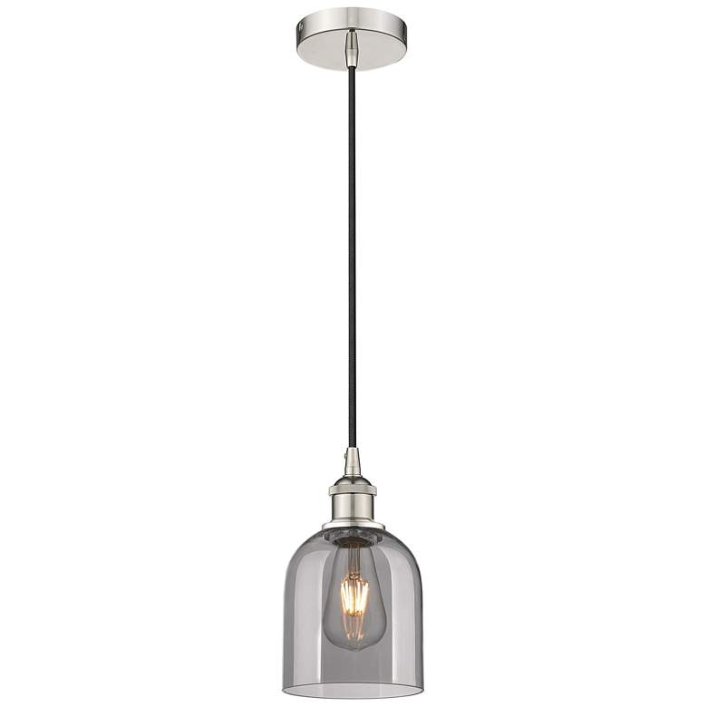 Image 1 Edison Bella 5.5"W Polished Nickel Corded Mini Pendant w/ Light Smoke