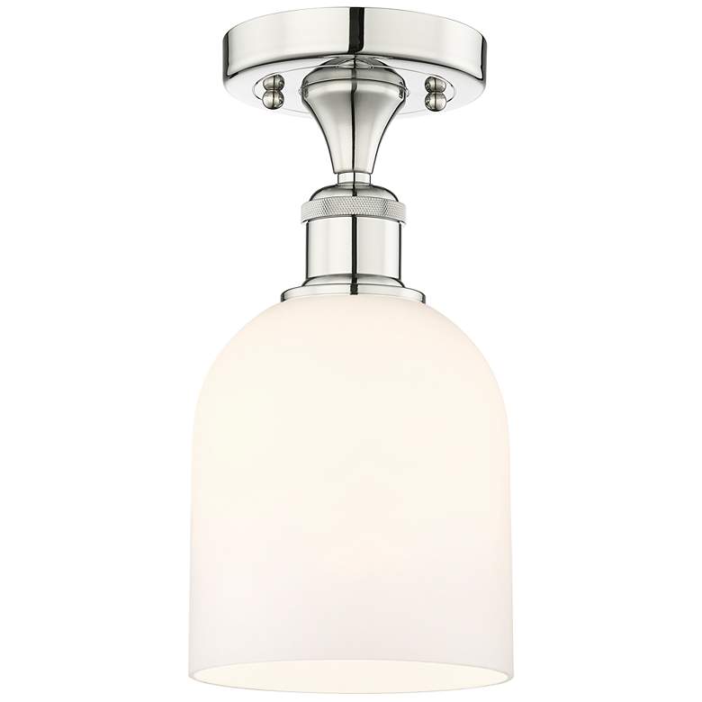 Image 1 Edison Bella 5.5"W Polished Nickel Semi-Flush Mount w/ Glossy White Sh