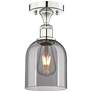 Edison Bella 5.5"W Polished Nickel Semi-Flush Mount w/ Light Smoke Sha