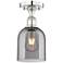Edison Bella 5.5"W Polished Nickel Semi-Flush Mount w/ Light Smoke Sha