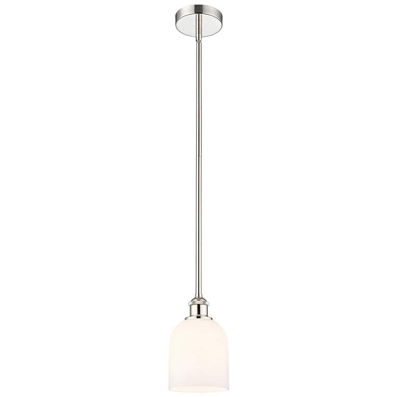 Image 1 Edison Bella 5.5"W Polished Nickel Stem Mini Pendant w/ Gloss White Sh