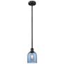 1_Edison Bella 5" Wide Matte Black Mini Pendant w/ Blue Glass