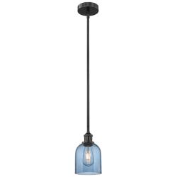 Edison Bella 5" Wide Matte Black Mini Pendant w/ Blue Glass