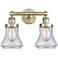 Edison Bellmont 15.5"W 2 Light Antique Brass Bath Light With Seedy Sha