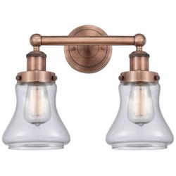 Edison Bellmont 15.5&quot;W 2 Light Antique Copper Bath Light With Clear Sh