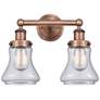 Edison Bellmont 15.5"W 2 Light Antique Copper Bath Light With Clear Sh