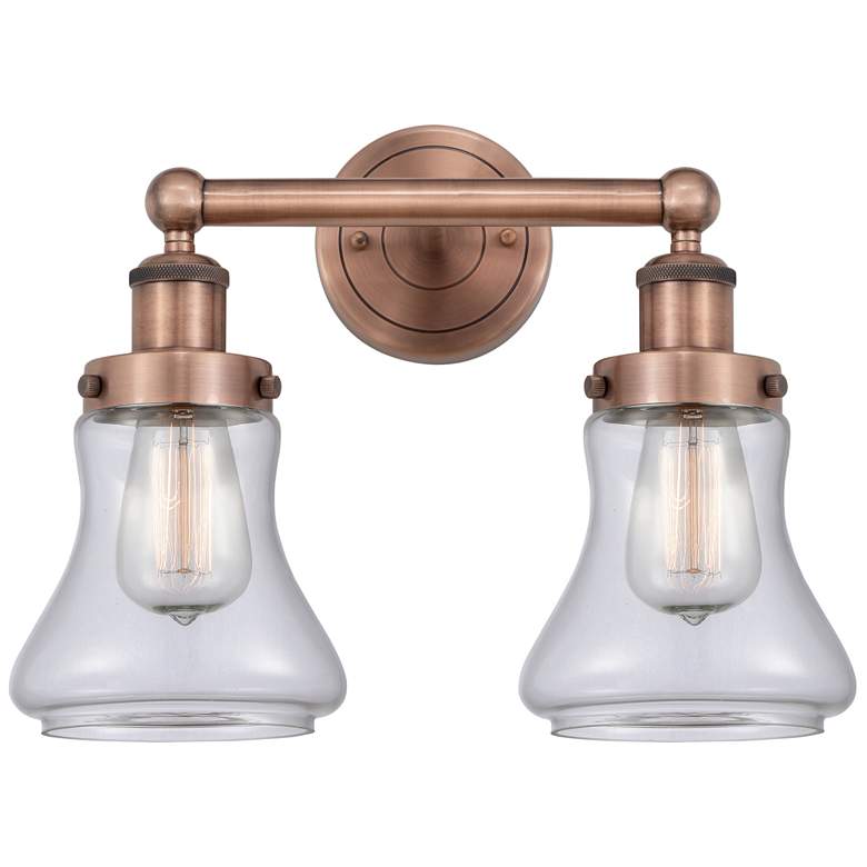 Image 1 Edison Bellmont 15.5"W 2 Light Antique Copper Bath Light With Clear Sh
