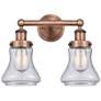 Edison Bellmont 15.5"W 2 Light Antique Copper Bath Light With Seedy Sh