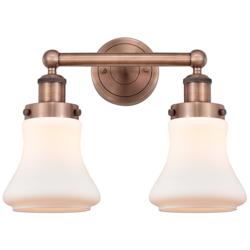 Edison Bellmont 15.5&quot;W 2 Light Antique Copper Bath Light With White Sh