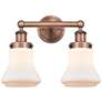 Edison Bellmont 15.5"W 2 Light Antique Copper Bath Light With White Sh