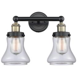 Edison Bellmont 15.5&quot;W 2 Light Black Brass Bath Light With Clear Shade