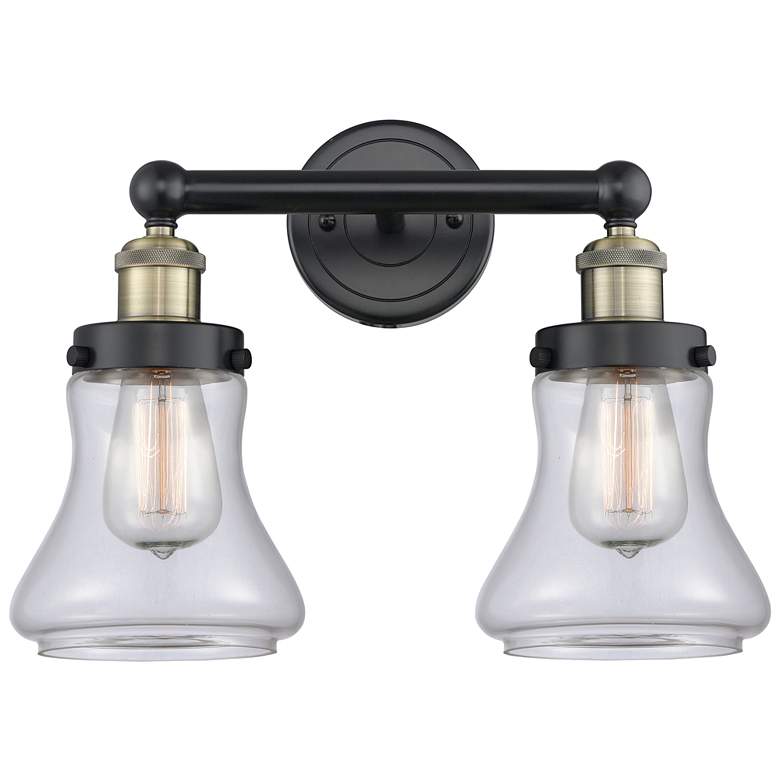 Image 1 Edison Bellmont 15.5"W 2 Light Black Brass Bath Light With Clear Shade