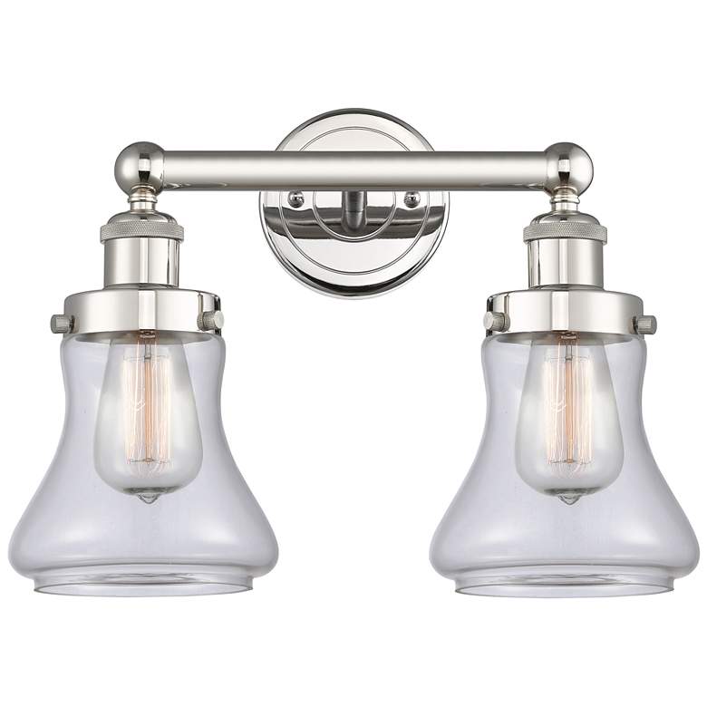 Image 1 Edison Bellmont 15.5"W 2 Light Polished Nickel Bath Light With Clear S