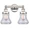 Edison Bellmont 15.5"W 2 Light Polished Nickel Bath Light With Clear S