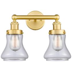 Edison Bellmont 15.5&quot;W 2 Light Satin Gold Bath Light With Clear Shade