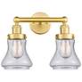 Edison Bellmont 15.5"W 2 Light Satin Gold Bath Light With Seedy Shade
