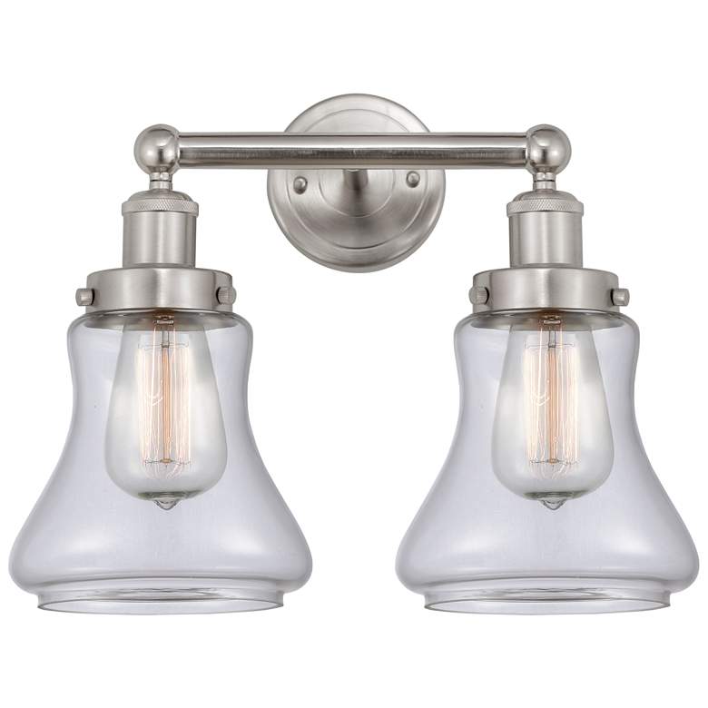 Image 1 Edison Bellmont 16" 2-Light Brushed Satin Nickel Bath Light w/ Clear S