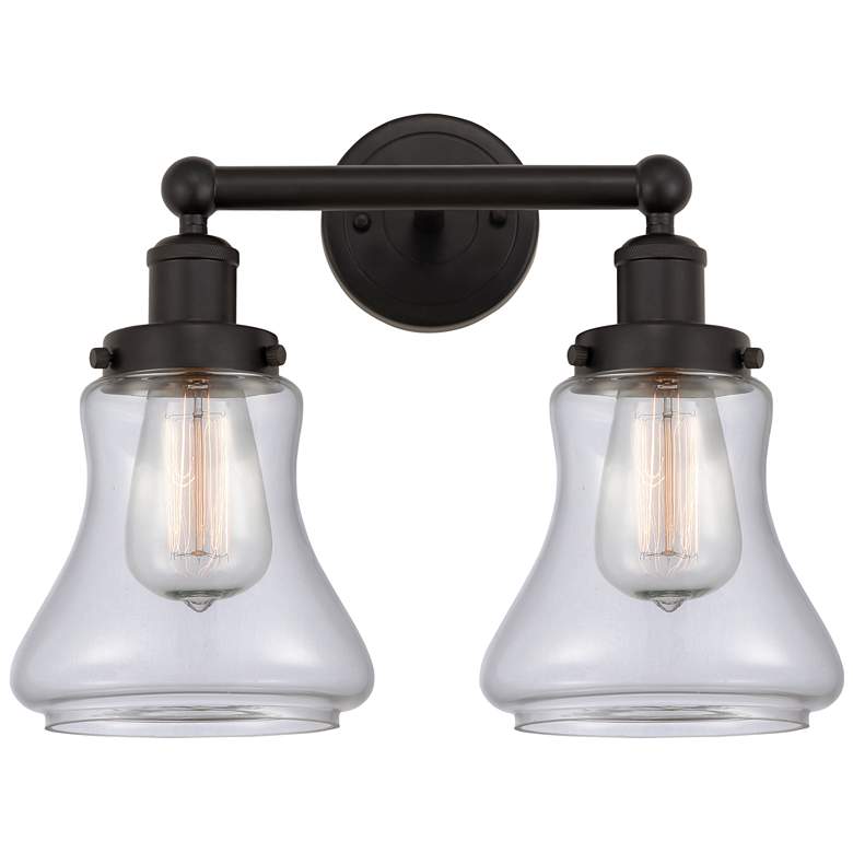 Image 1 Edison Bellmont 16" 2-Light Oil Rubbed Bronze Bath Light w/ Clear Shad