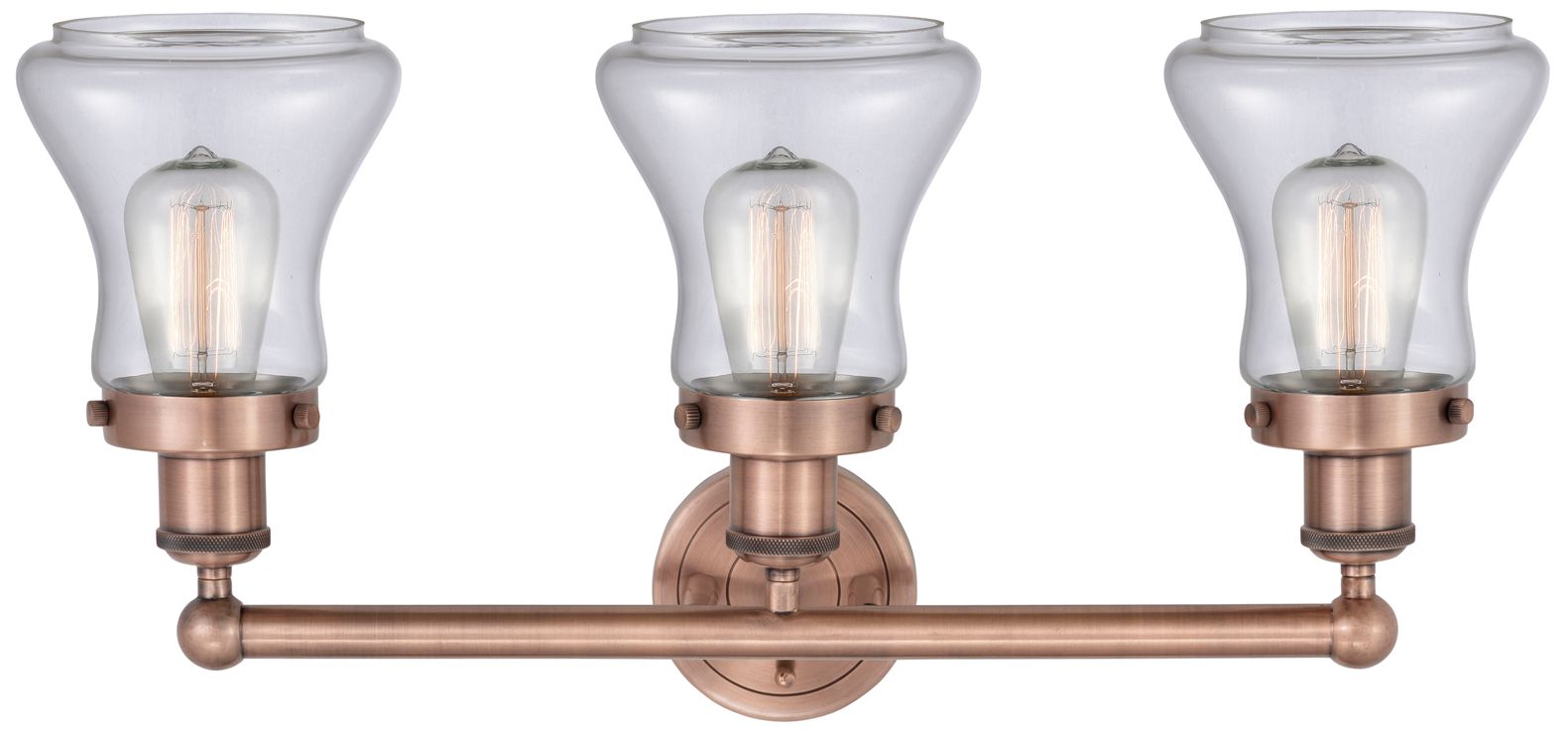 Image 2 Edison Bellmont 24.5"W 3 Light Antique Copper Bath Light With Clear Sh more views