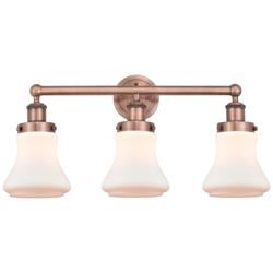 Edison Bellmont 24.5&quot;W 3 Light Antique Copper Bath Light With White Sh