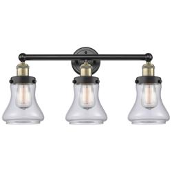 Edison Bellmont 24.5"W 3 Light Black Brass Bath Light With Clear Shade