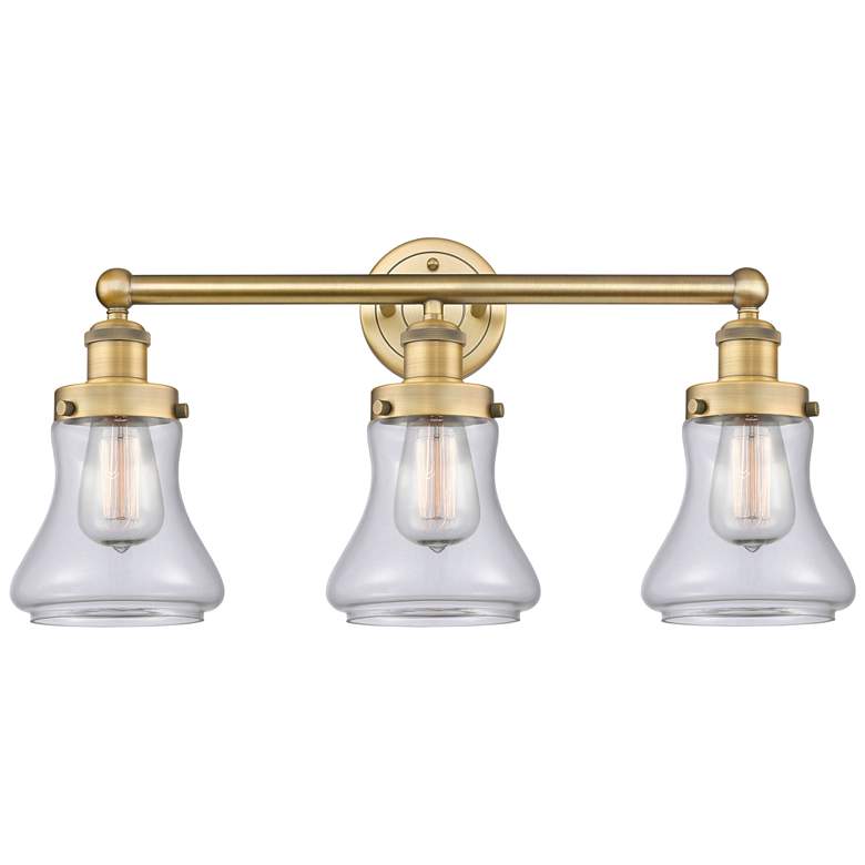 Image 1 Edison Bellmont 24.5"W 3 Light Brushed Brass Bath Light With Clear Sha