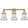 Edison Bellmont 24.5"W 3 Light Brushed Brass Bath Light With Clear Sha
