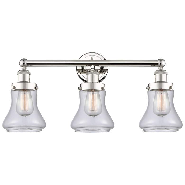 Image 1 Edison Bellmont 24.5"W 3 Light Polished Nickel Bath Light With Clear S