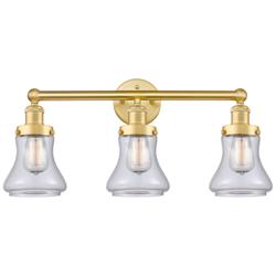 Edison Bellmont 24.5"W 3 Light Satin Gold Bath Light With Clear Shade