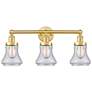 Edison Bellmont 24.5"W 3 Light Satin Gold Bath Light With Seedy Shade