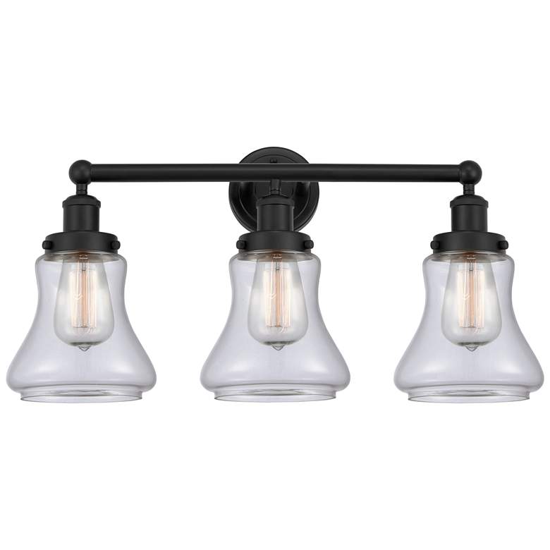 Image 1 Edison Bellmont 25" 3-Light Matte Black Bath Light w/ Clear Shade