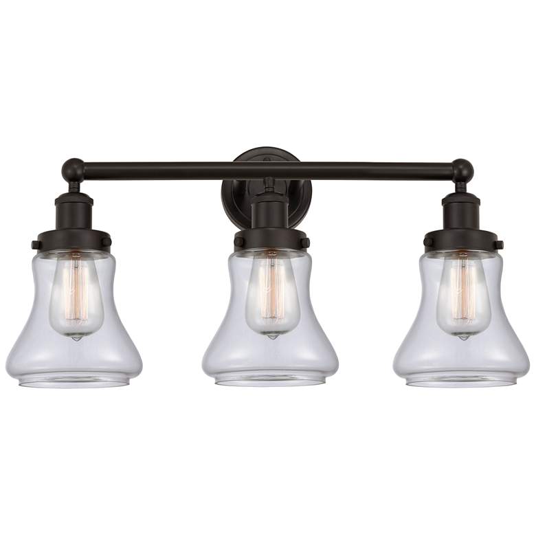 Image 1 Edison Bellmont 25" 3-Light Oil Rubbed Bronze Bath Light w/ Clear Shad