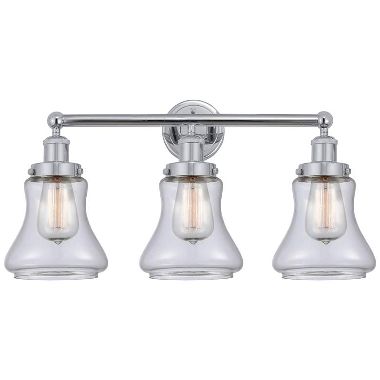 Image 1 Edison Bellmont 25" 3-Light Polished Chrome Bath Light w/ Clear Shade