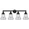 Edison Bellmont 34" 4-Light Matte Black Bath Light w/ Clear Shade