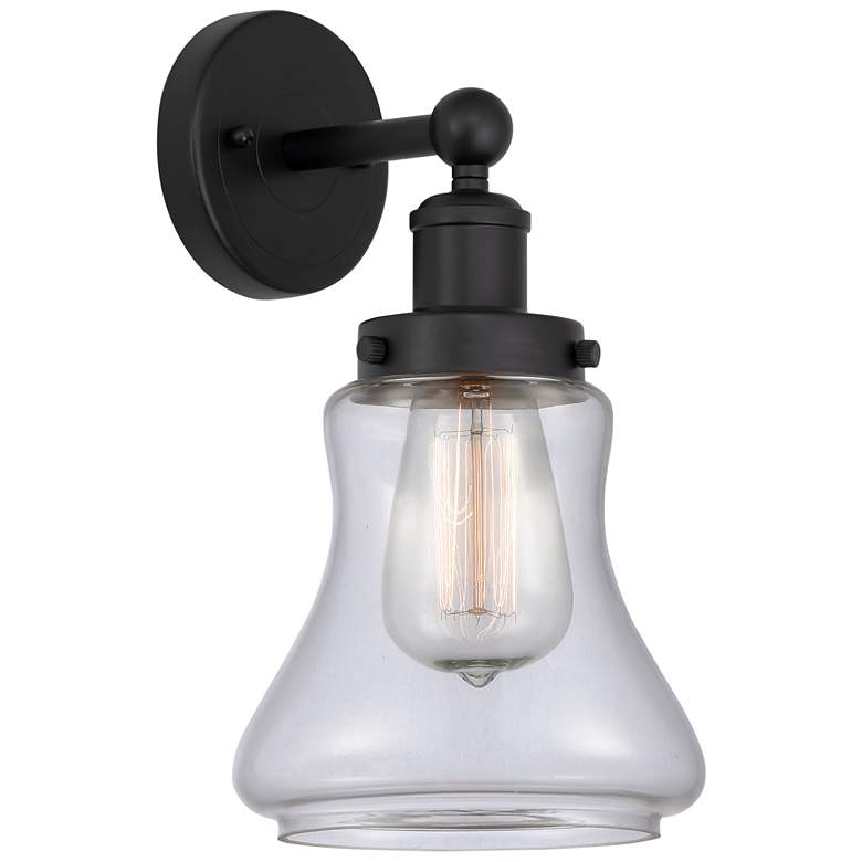 Image 1 Edison Bellmont 7" Matte Black Sconce w/ Clear Shade