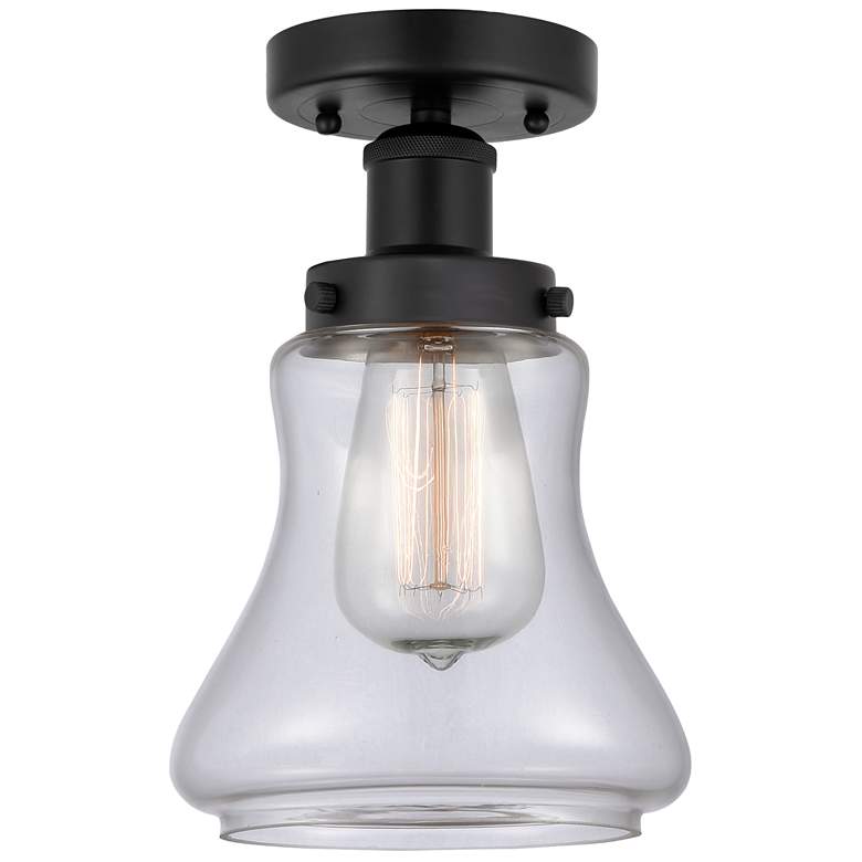 Image 1 Edison Bellmont 7" Matte Black Semi Flush Mount w/ Clear Shade