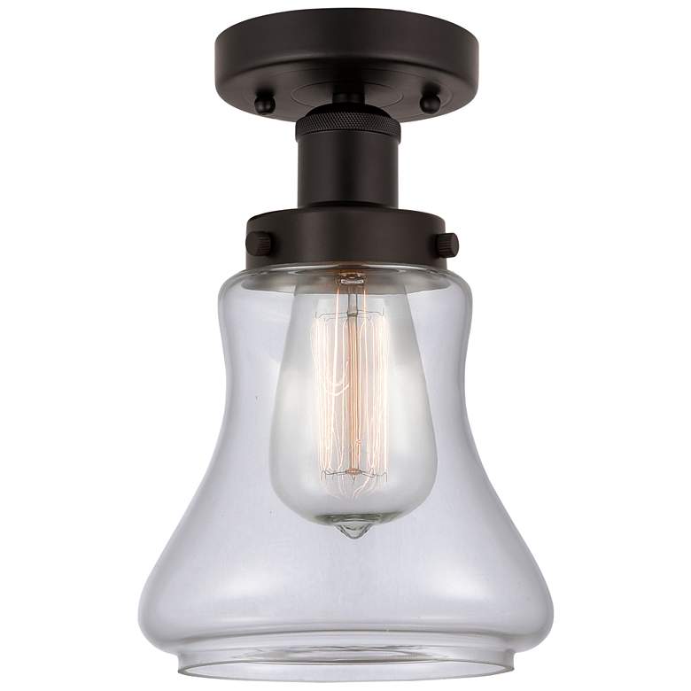 Image 1 Edison Bellmont 7" Oil Rubbed Bronze Semi Flush Mount w/ Clear Shade