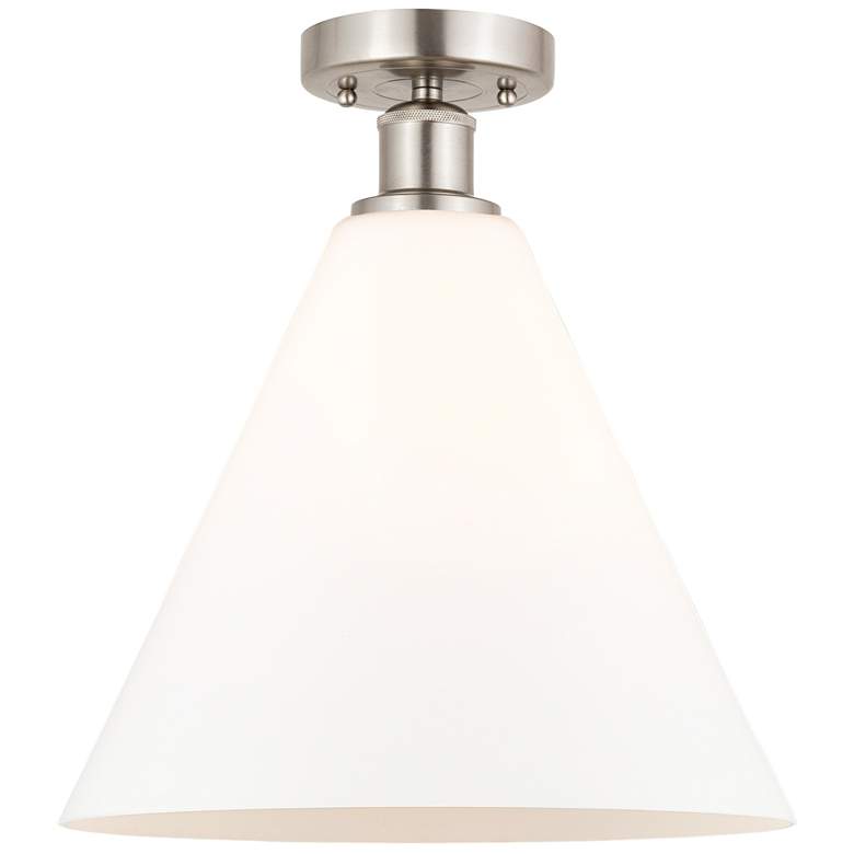 Image 1 Edison Berkshire 12" Semi-Flush Mount - Brushed Satin Nickel - Matte