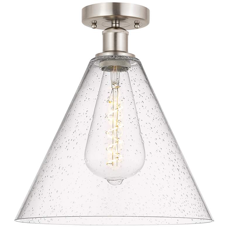 Image 1 Edison Berkshire 12" Semi-Flush Mount - Brushed Satin Nickel - Seedy