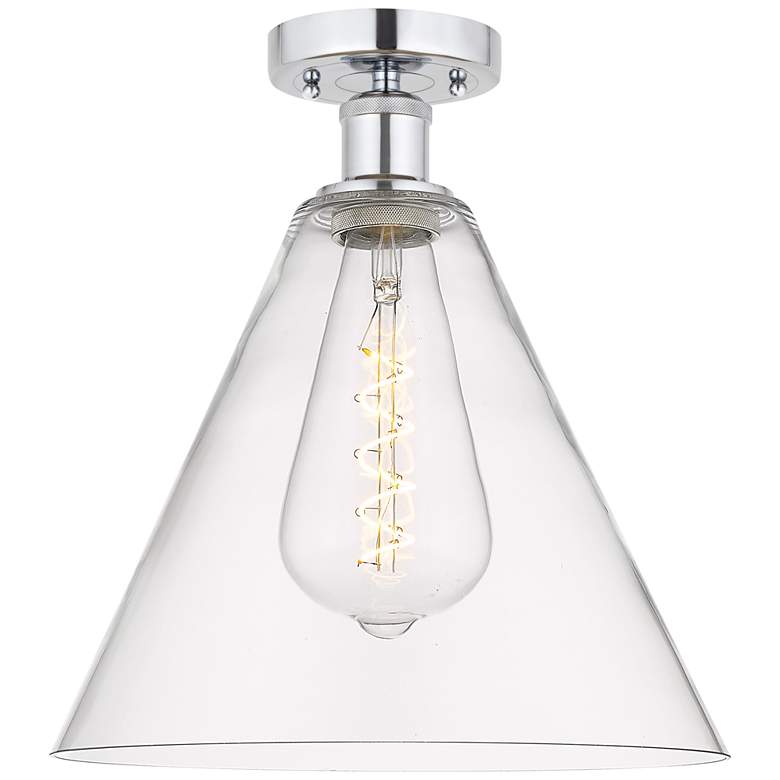 Image 1 Edison Berkshire 12" Semi-Flush Mount - Polished Chrome - Clear Shade