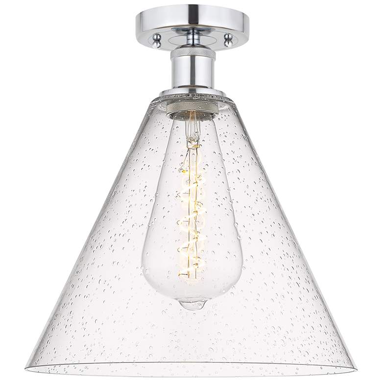 Image 1 Edison Berkshire 12" Semi-Flush Mount - Polished Chrome - Seedy Shade