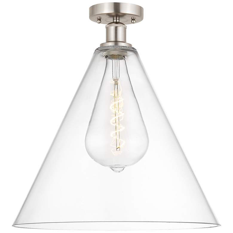 Image 1 Edison Berkshire 16" Semi-Flush Mount - Brushed Satin Nickel - Clear