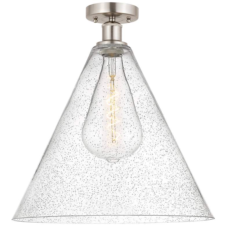 Image 1 Edison Berkshire 16" Semi-Flush Mount - Brushed Satin Nickel - Seedy