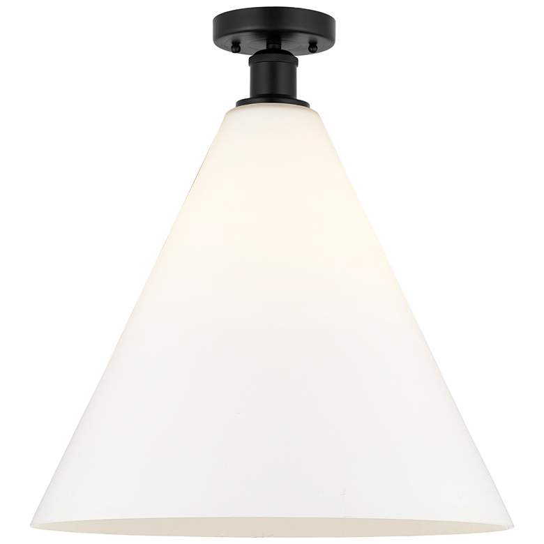 Image 1 Edison Berkshire 16" Semi-Flush Mount - Matte Black - Matte White Sha
