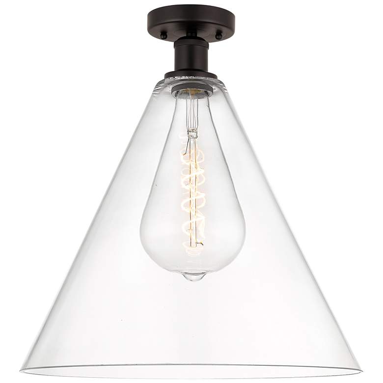 Image 1 Edison Berkshire 16" Semi-Flush Mount - Oil Rubbed Bronze - Clear Sha