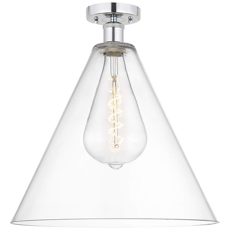 Image 1 Edison Berkshire 16" Semi-Flush Mount - Polished Chrome - Clear Shade