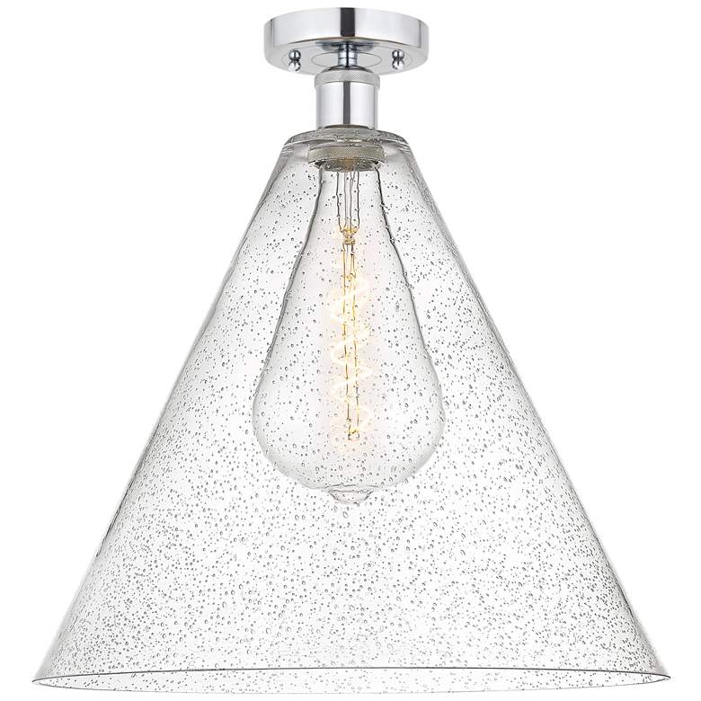 Image 1 Edison Berkshire  16" Semi-Flush Mount - Polished Chrome - Seedy Shade