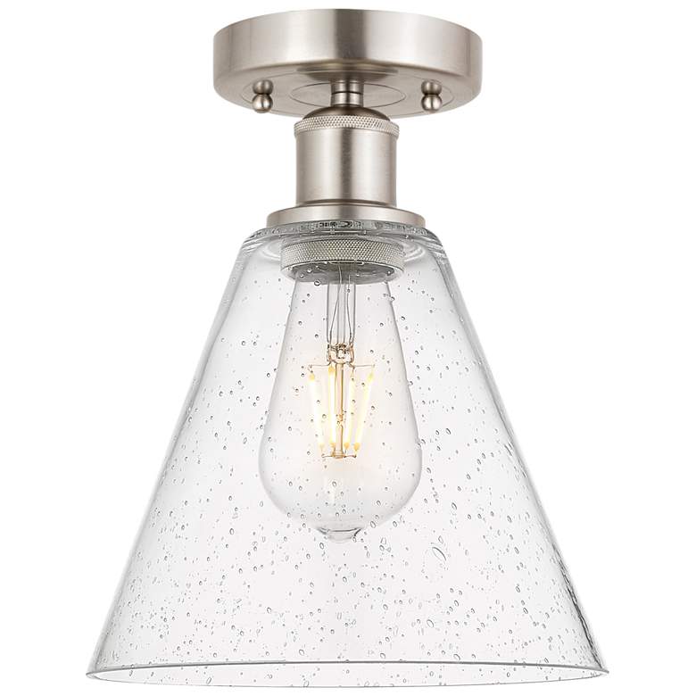 Image 1 Edison Berkshire 8" Semi-Flush Mount - Brushed Satin Nickel - Seedy S